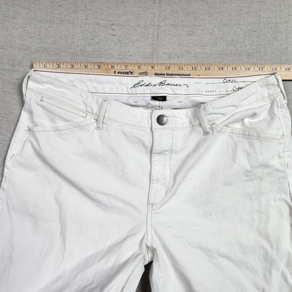 Eddie Bauer Womens Size T16 White Curvy Crop Capri Denim Jeans - Picture 8 of 14